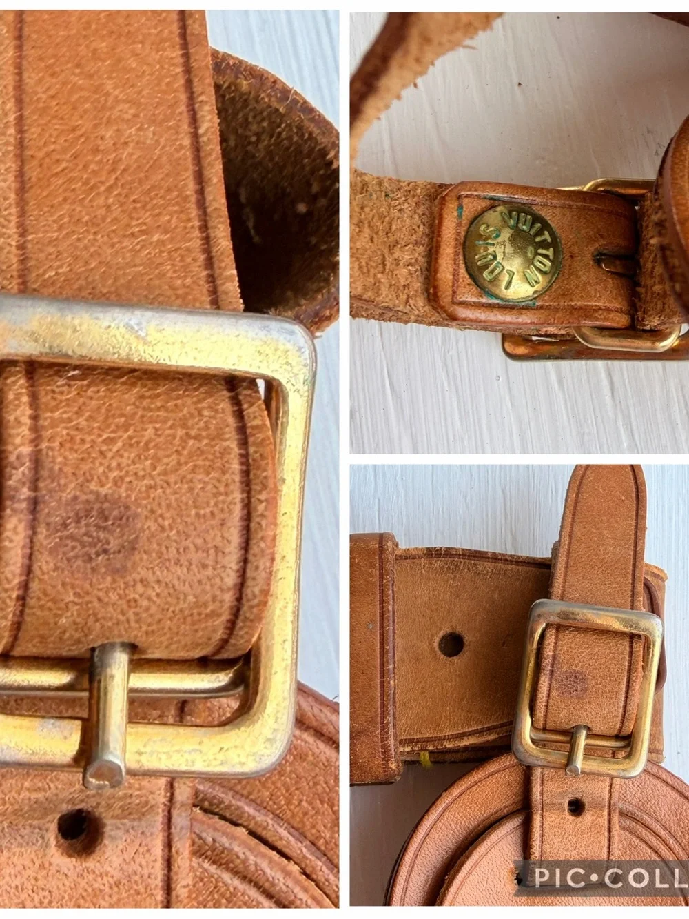 Louis Vuitton Vintage Tan Leather Luggage Tag